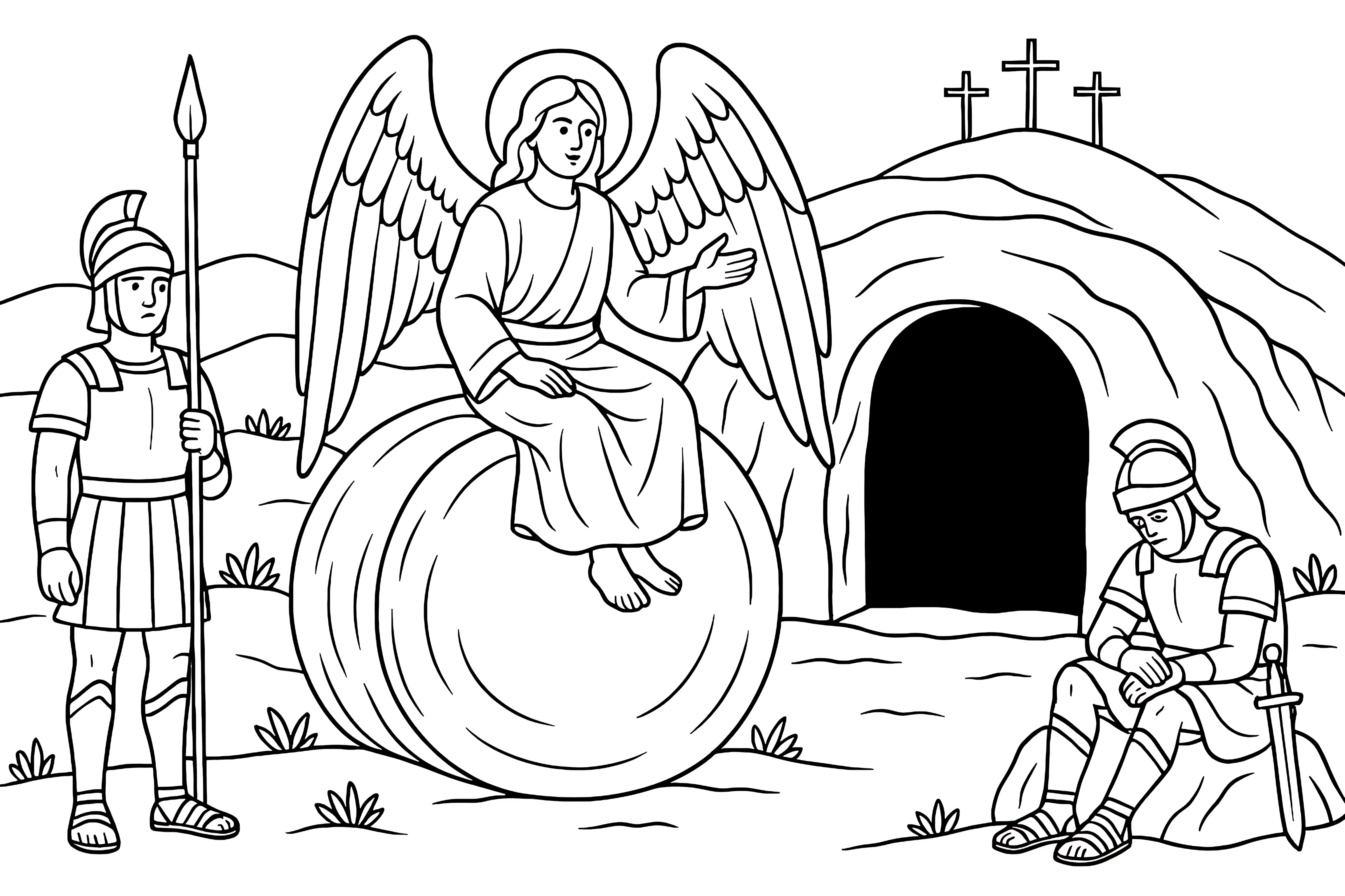 Angel at the  Tomb  Coloring  Page
